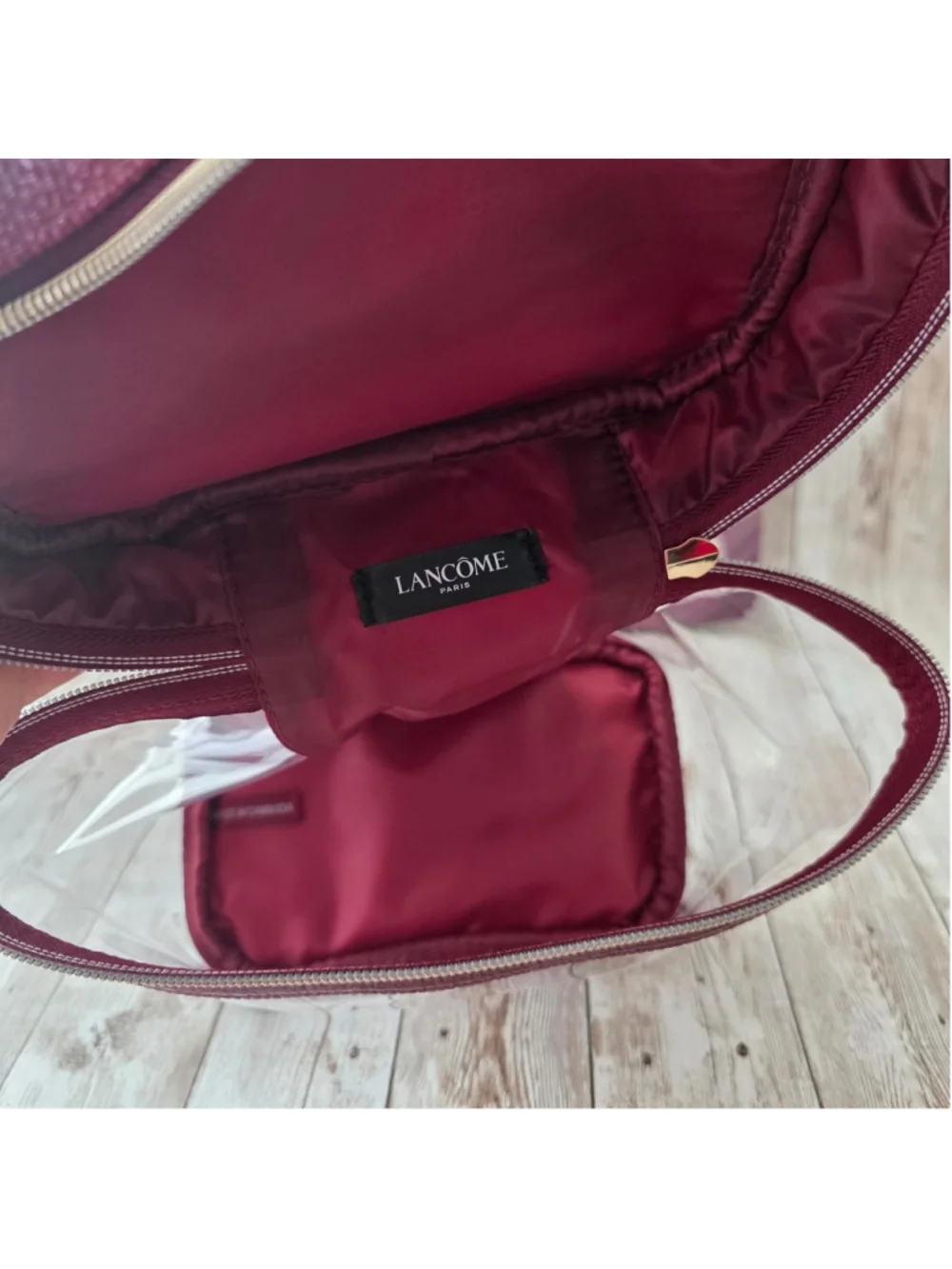 Lancôme Cosmetic Bag Red Clear NWOT